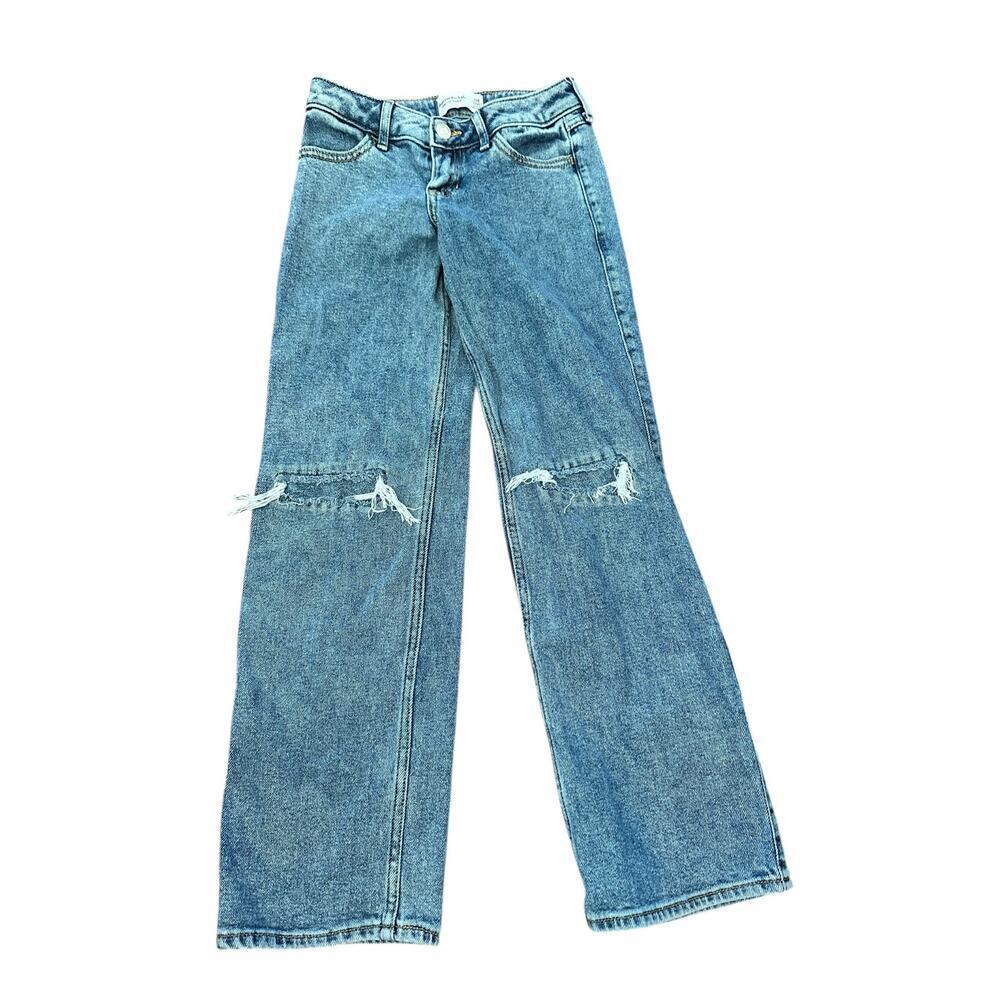 Abercrombie Kid's Girl's Blue Low Rise Distressed Baggy Jeans Size 7/8